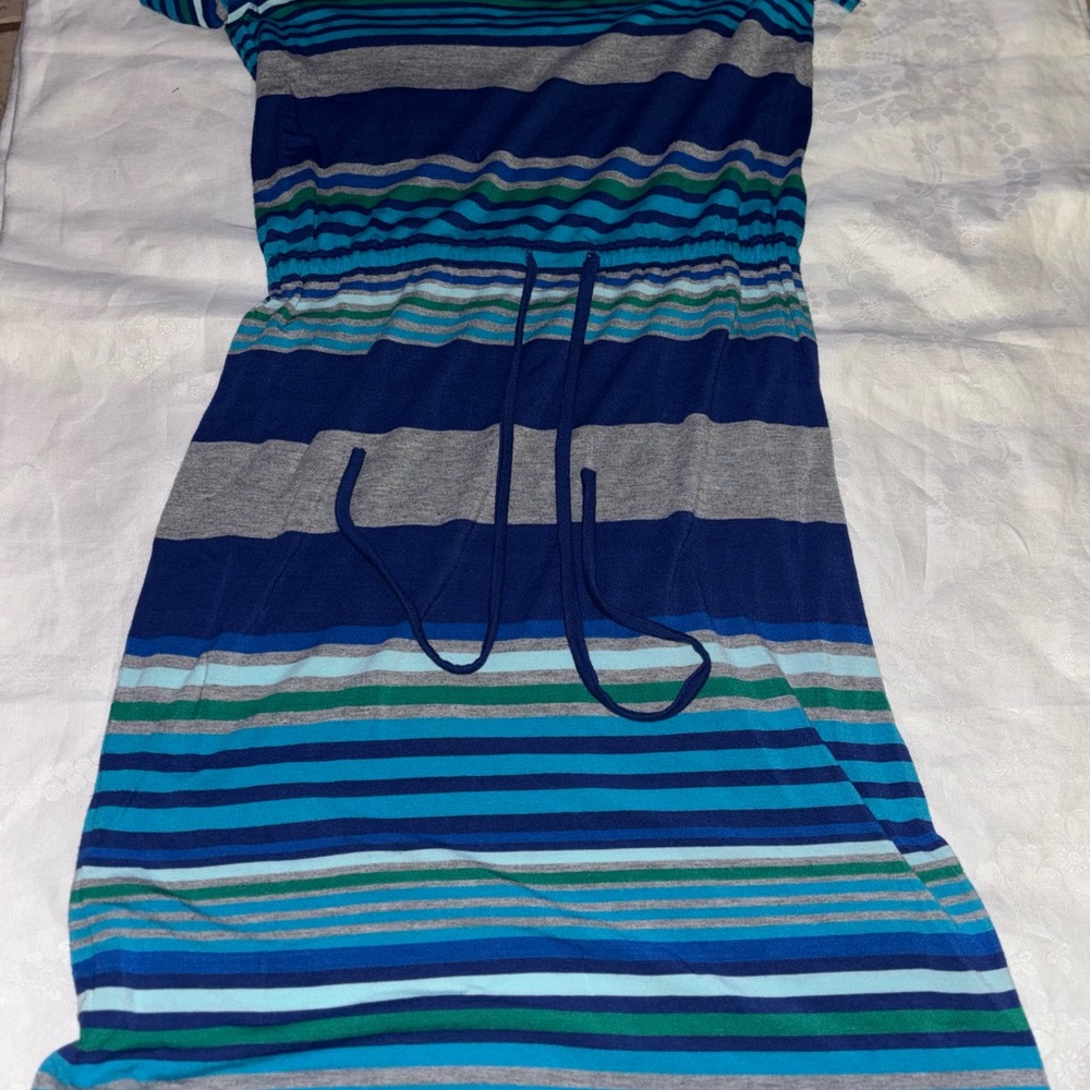 Striped Blue and Gray Dress
